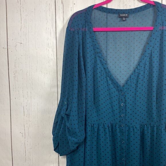 Torrid Blue Polka Dot Chiffon Fit & Flare Mini Dress Romantic
Girly Grunge - Picture 4 of 14